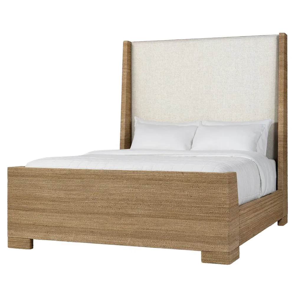 Woodside Queen Size Sleigh Bed - Natural Brown, Woven Rope image