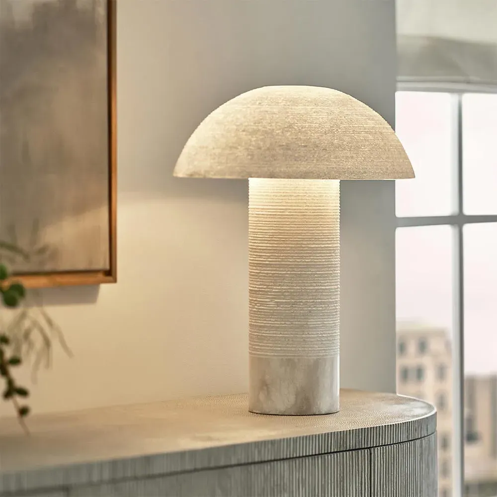 Zana Table Lamp - White Smoke, Alabaster Stone
