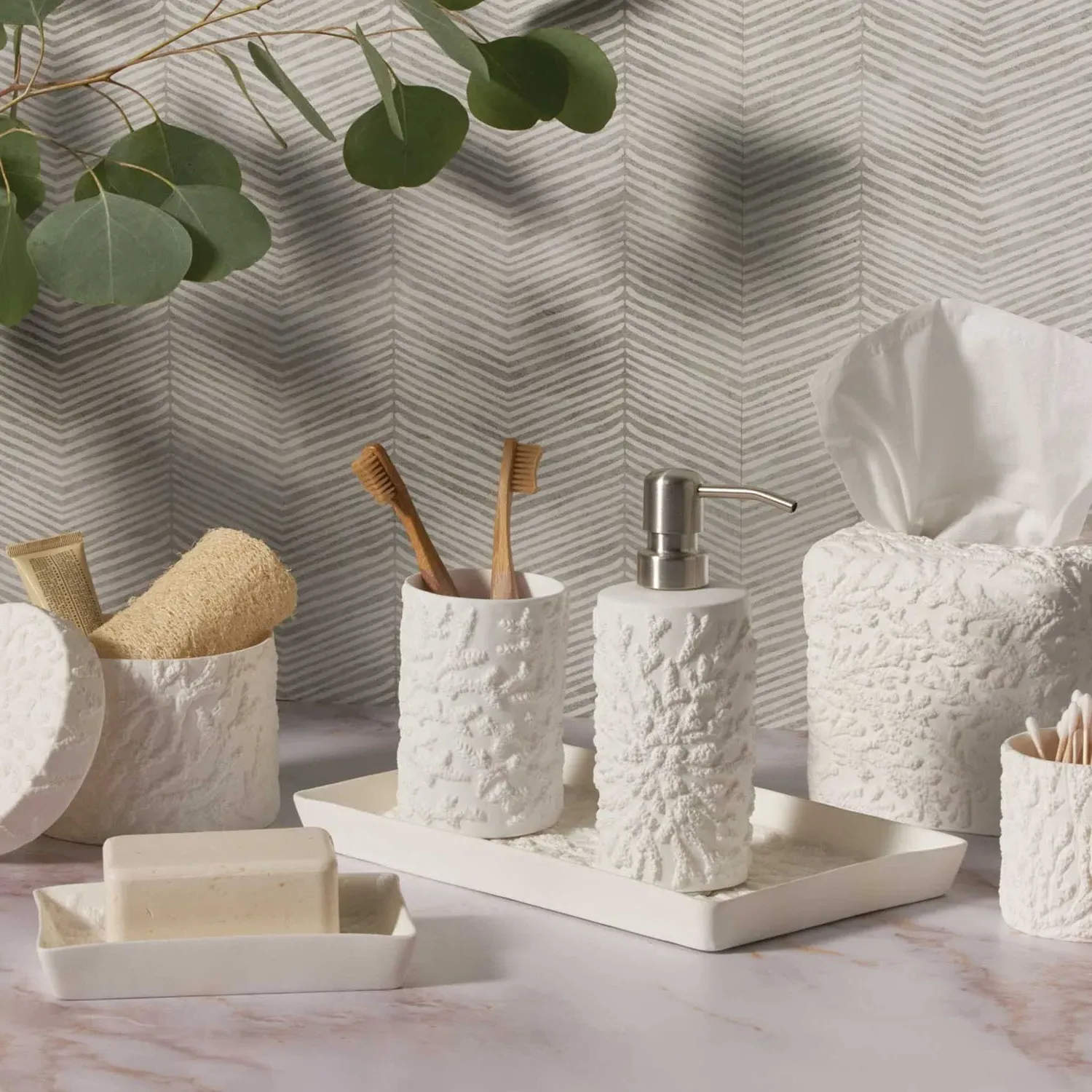 Alanya Large Canister - White, Porcelain