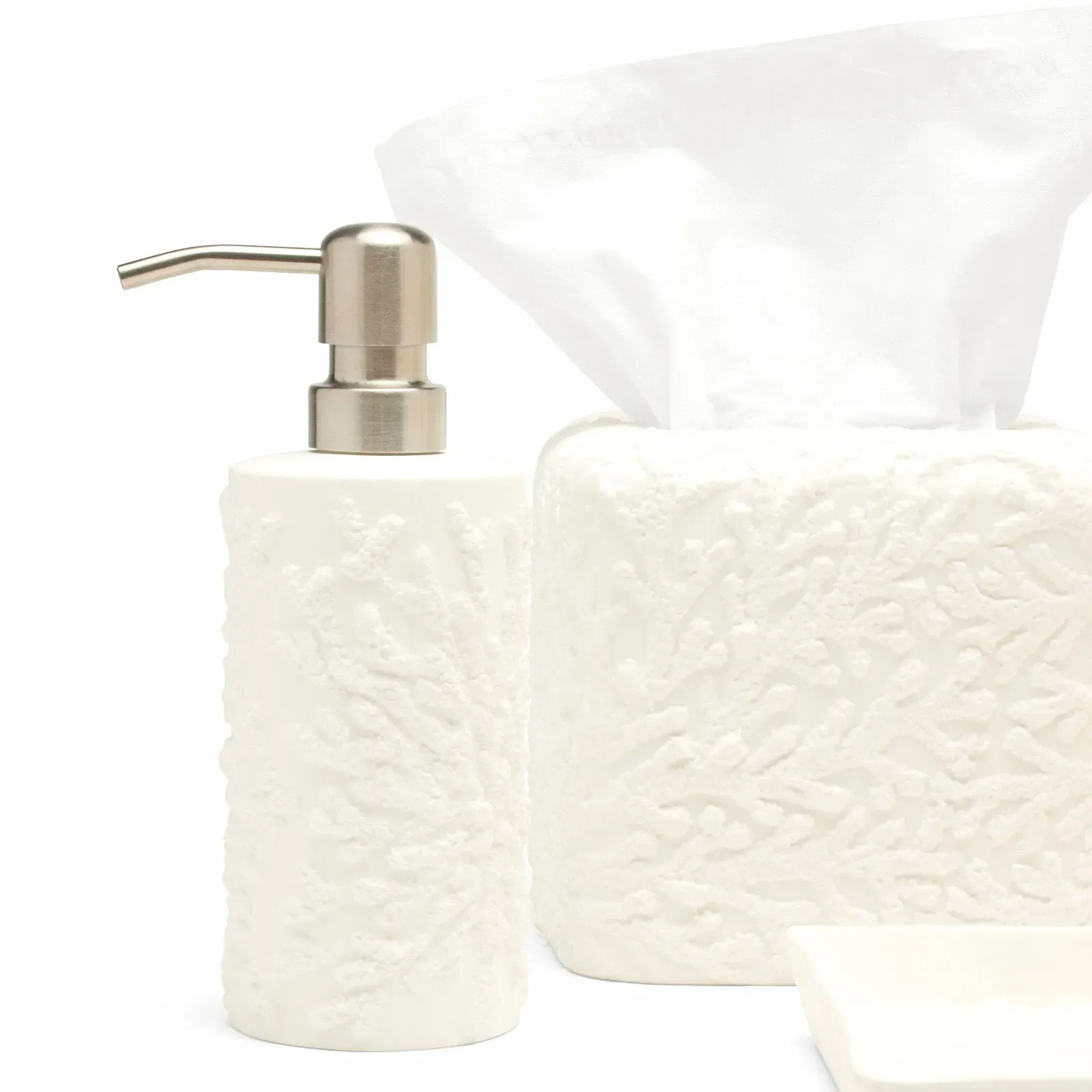 Alanya Round Soap Pump - White, Porcelain