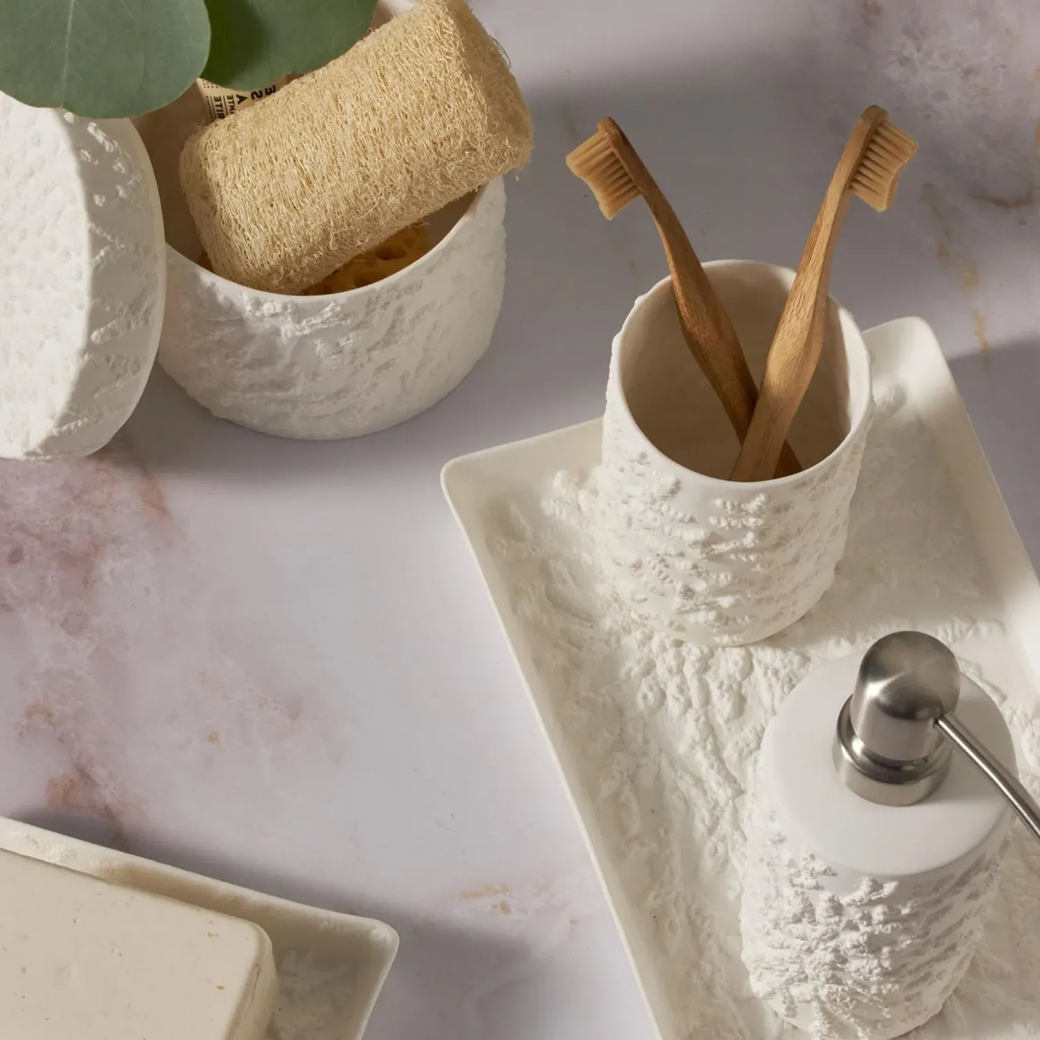 Alanya Round Soap Pump - White, Porcelain