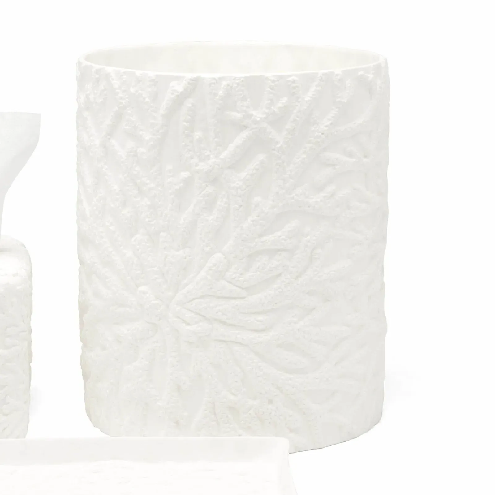 Alanya Round Waste Basket - White, Porcelain