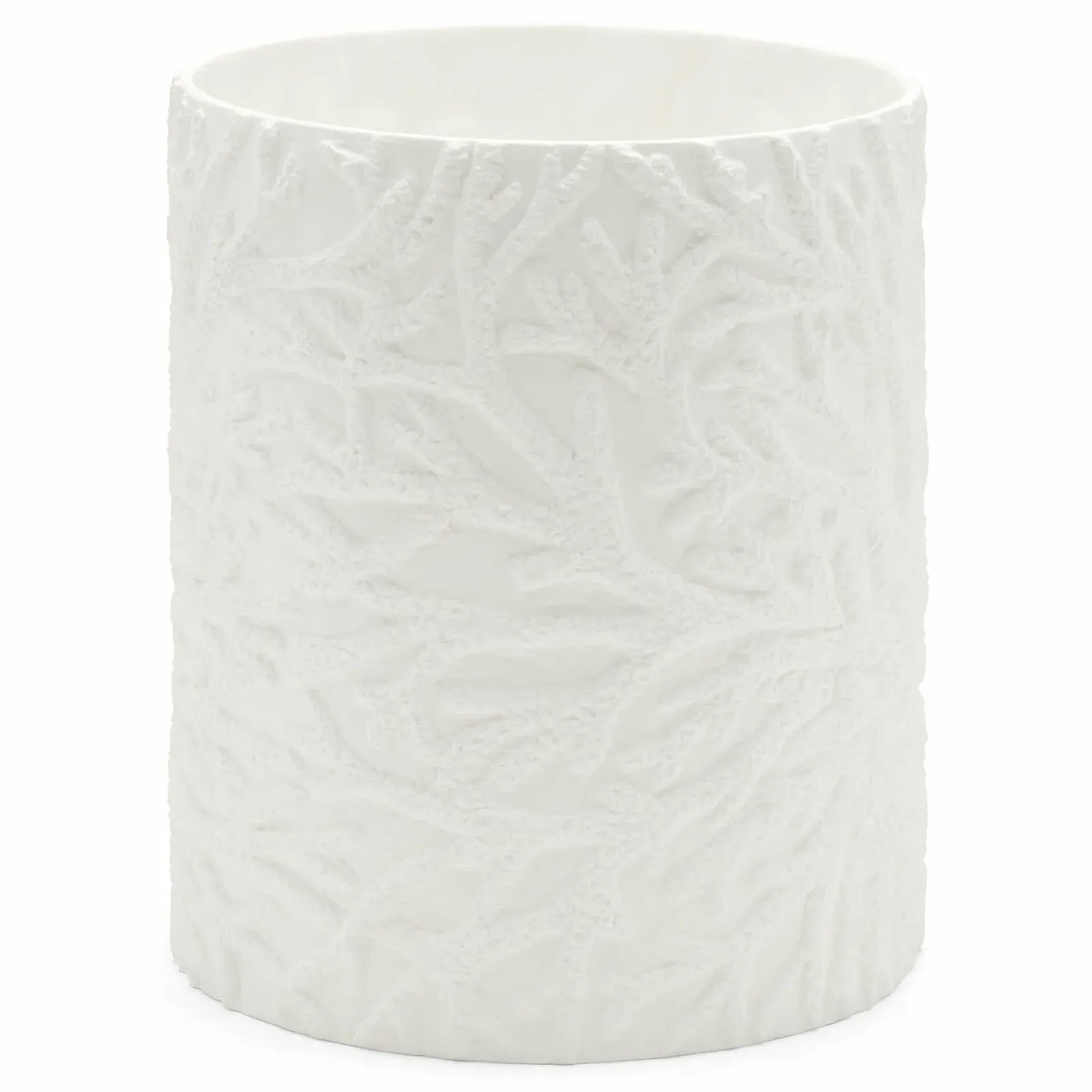 Alanya Round Waste Basket - White, Porcelain