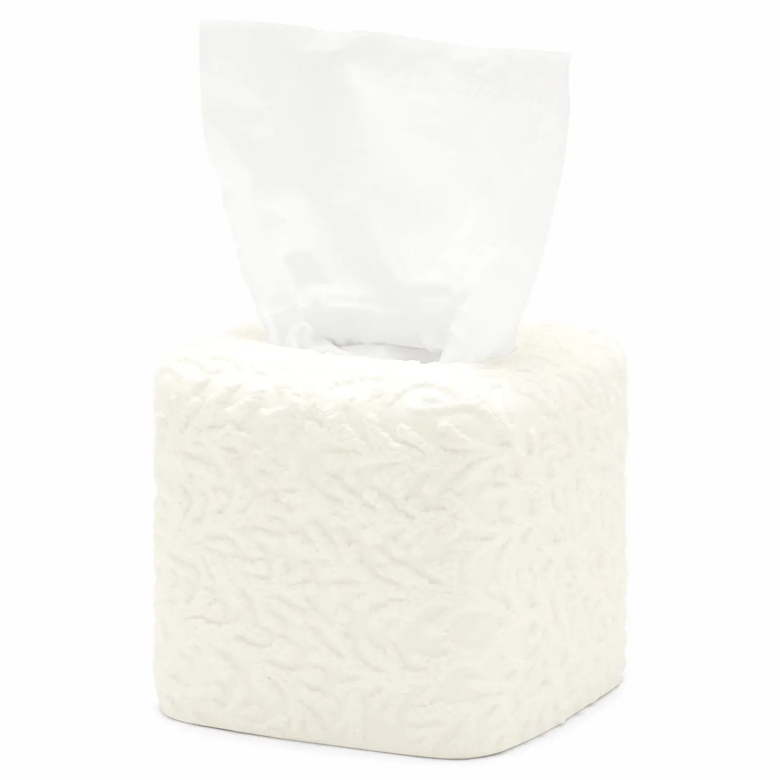 Alanya Square Tissue Box - White, Porcelain