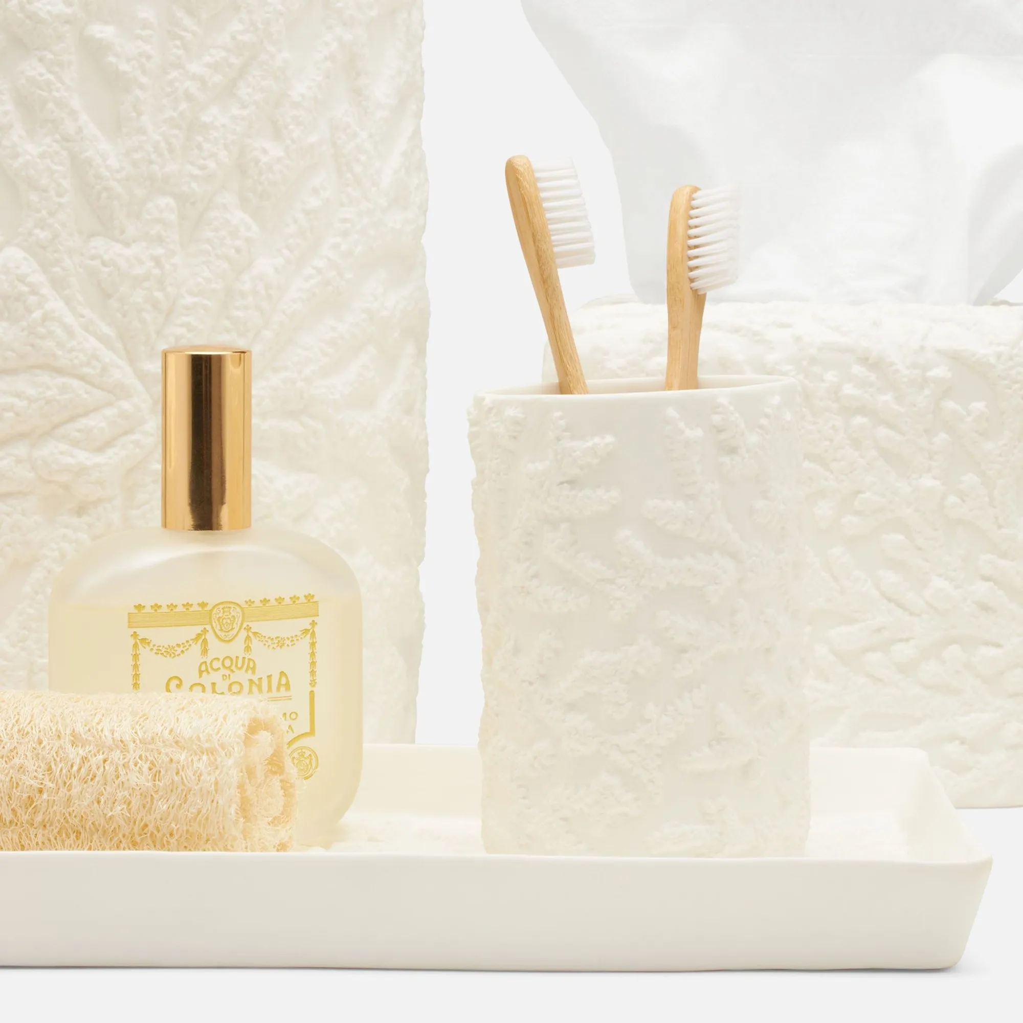 Alanya Square Tissue Box - White, Porcelain