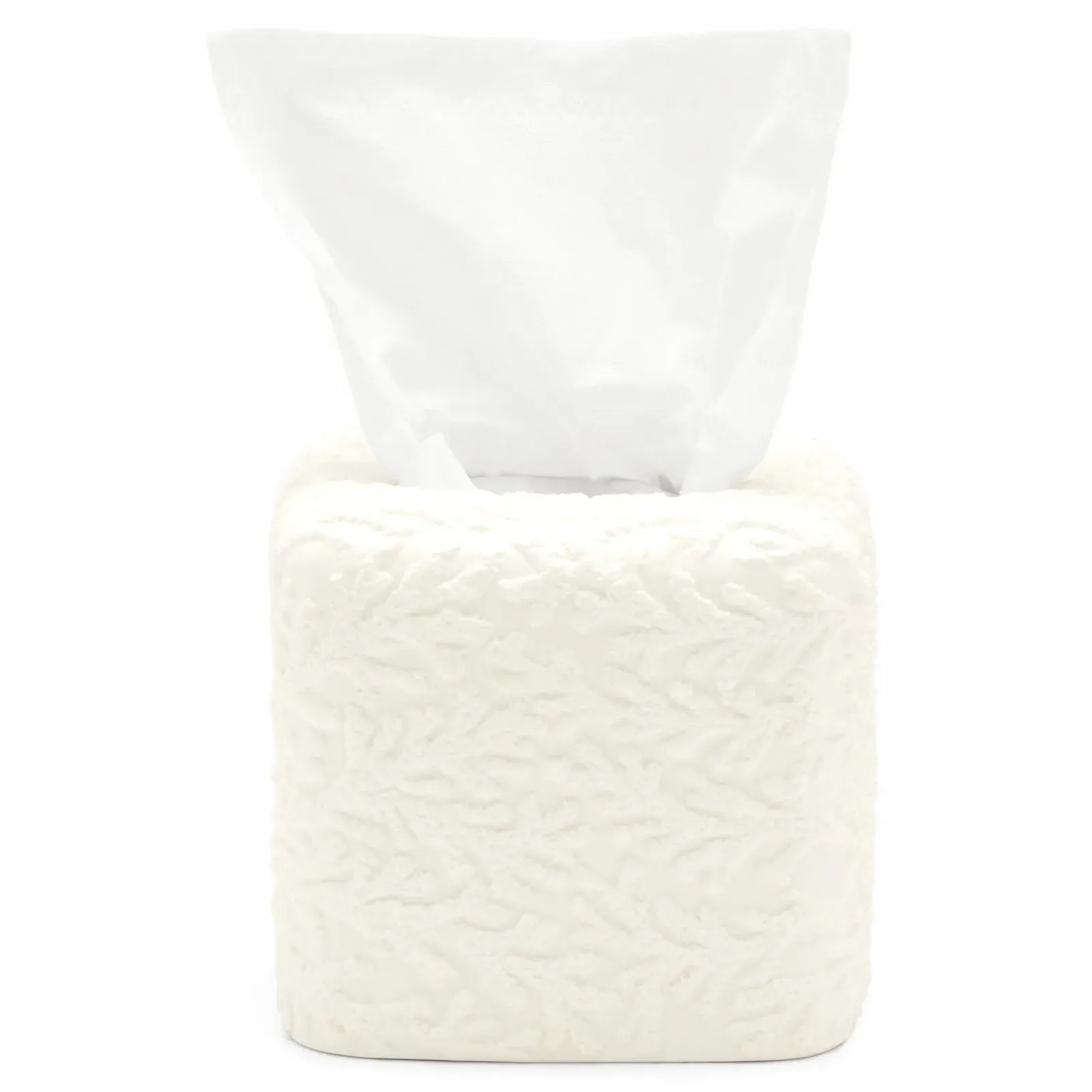 Alanya Square Tissue Box - White, Porcelain