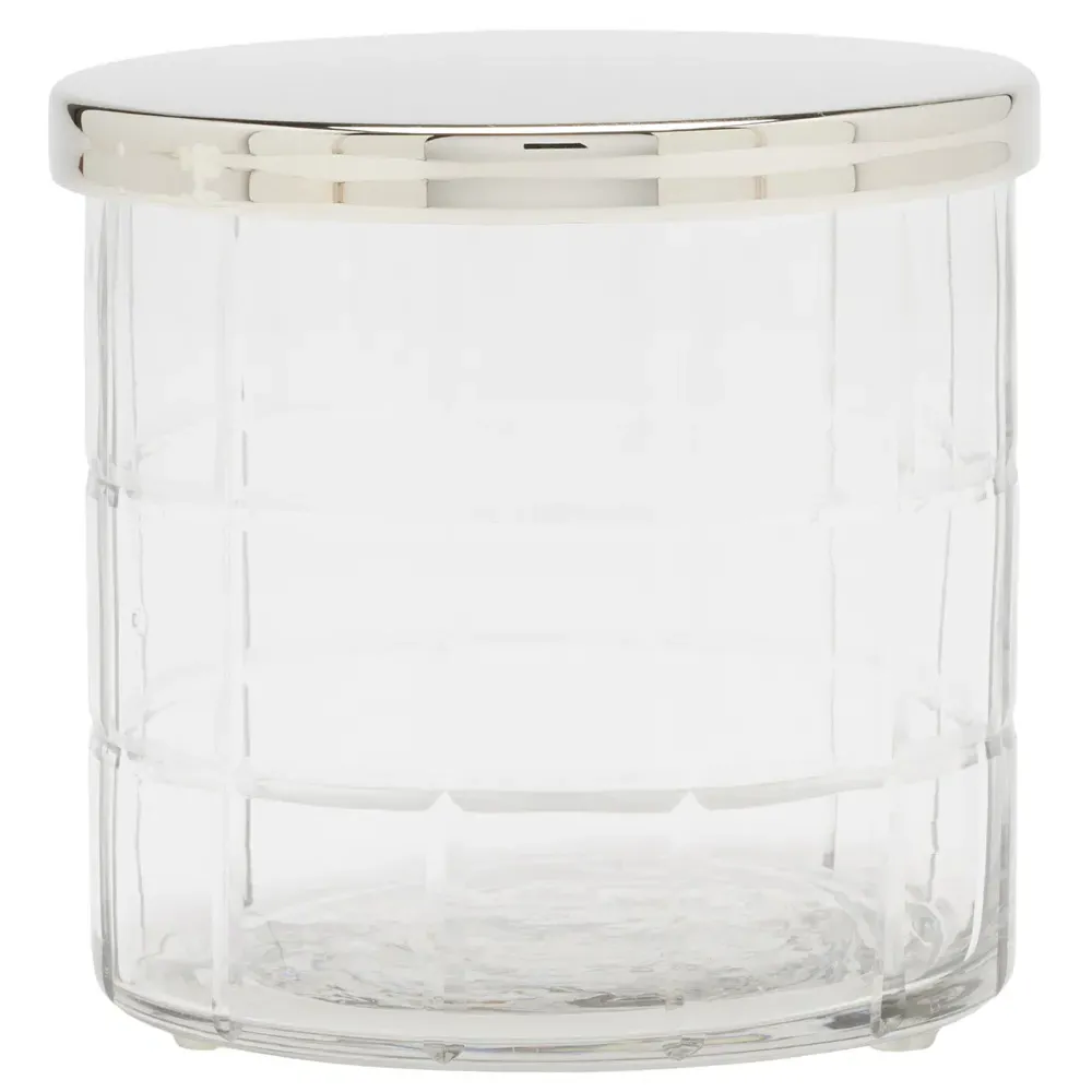 Argos Large Textured Glass Bath Canister - Clear, Nickel