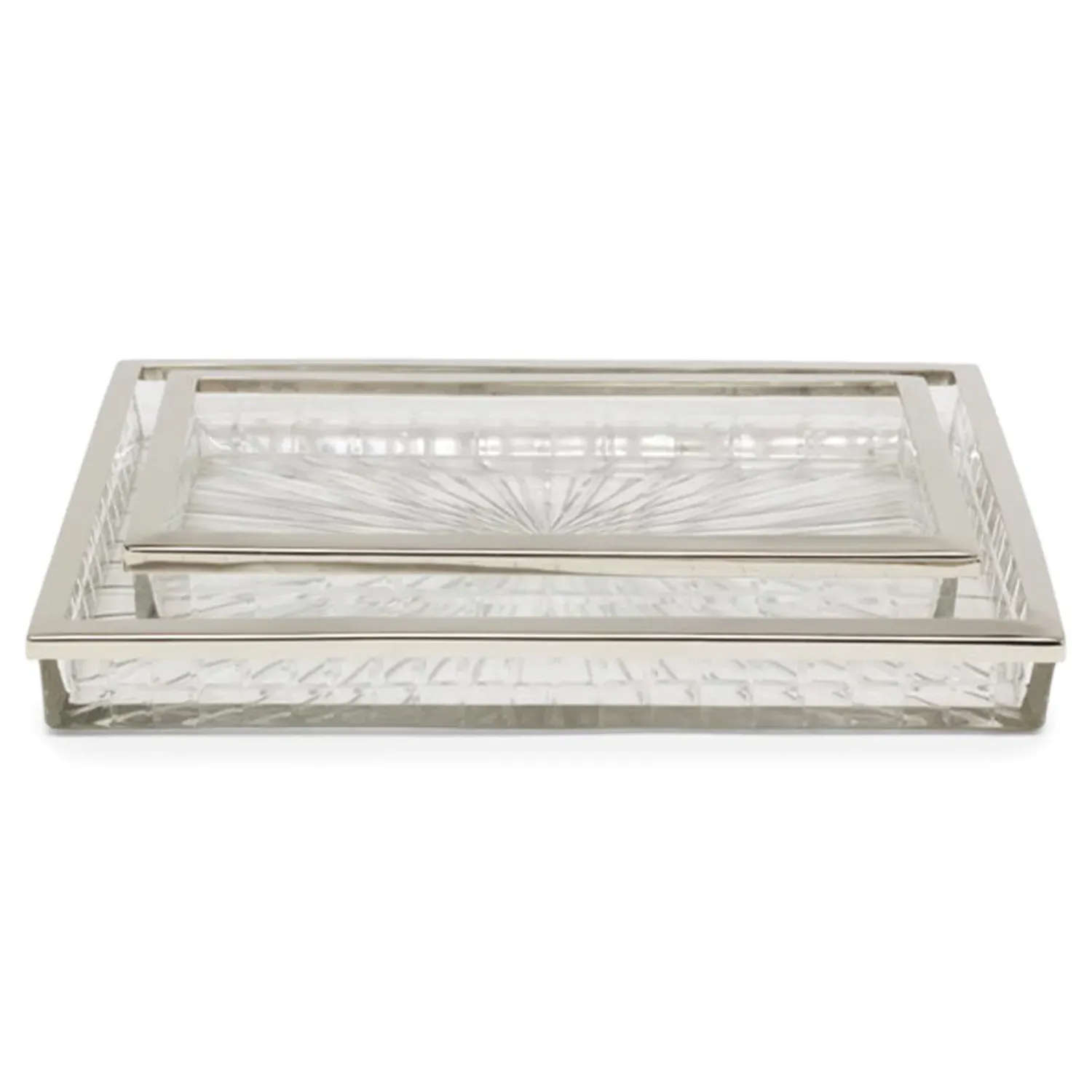 Argos Textured Glass Accent Tray Set of 2 - Clear, Nickel