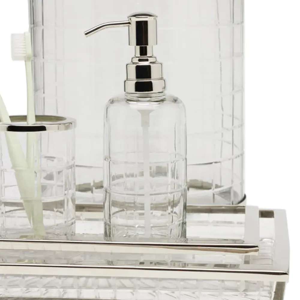 Argos Textured Glass Accent Tray Set of 2 - Clear, Nickel