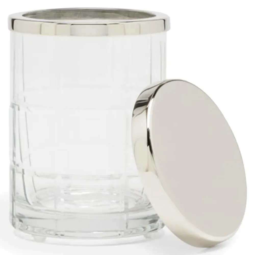 Argos Textured Glass Bath Canister - Clear, Nickel