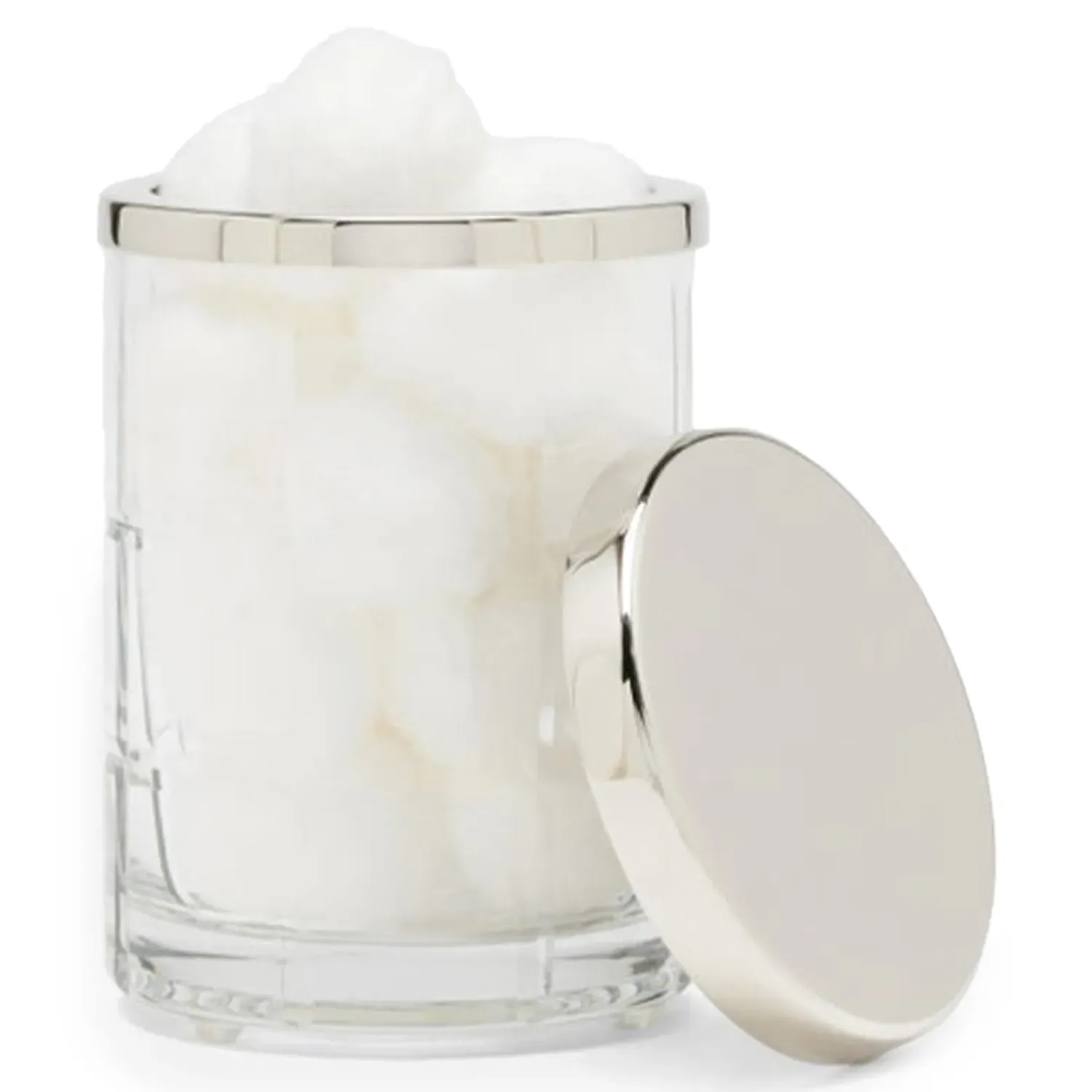 Argos Textured Glass Bath Canister - Clear, Nickel