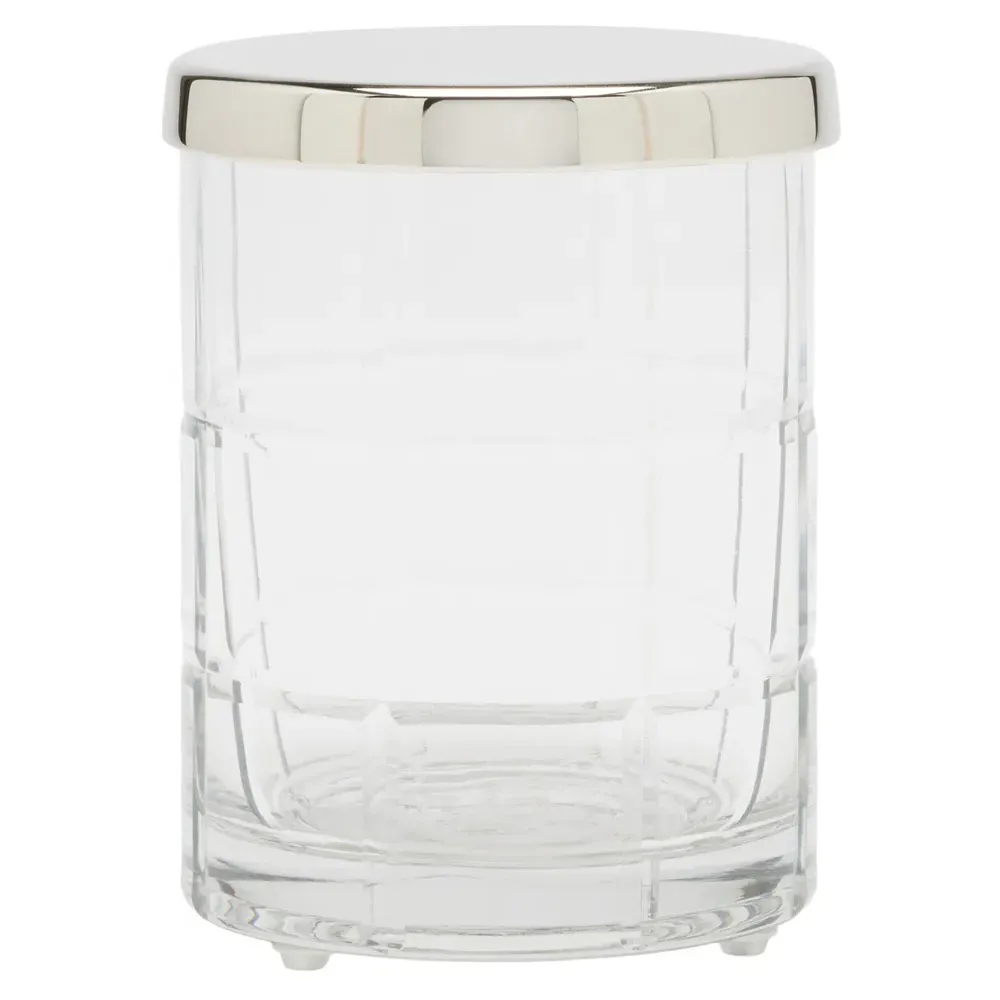 Argos Textured Glass Bath Canister - Clear, Nickel image