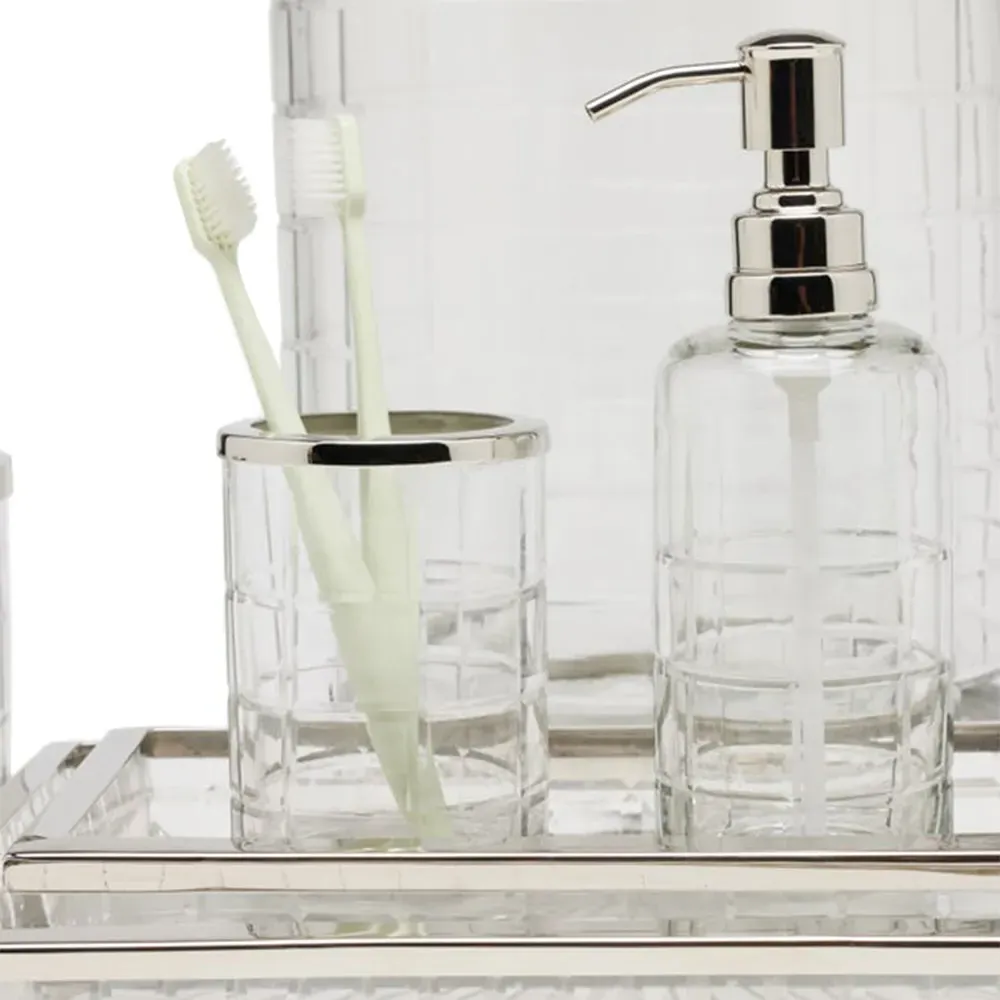 Argos Textured Glass Soap Pump - Clear, Nickel