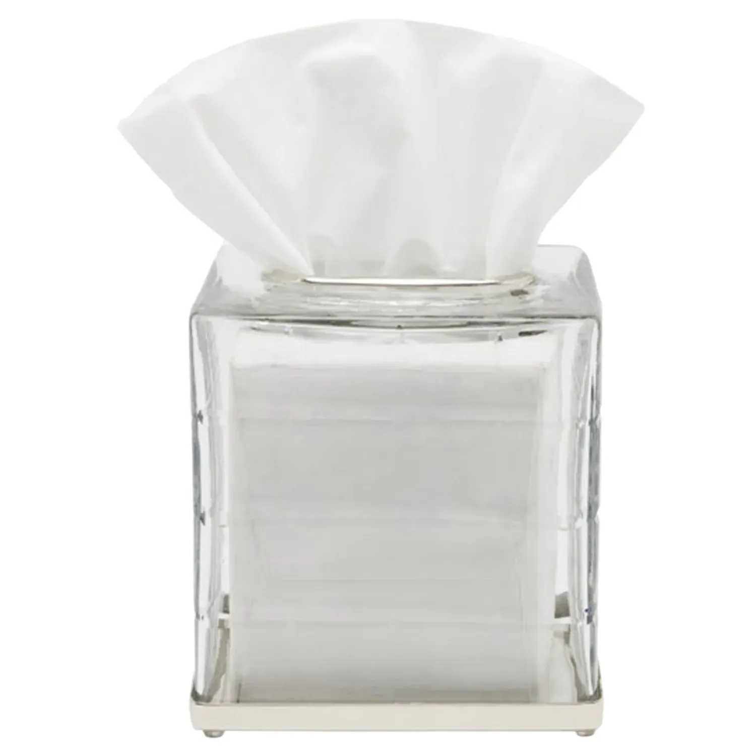 Argos Textured Glass Tissue Holder - Clear, Nickel