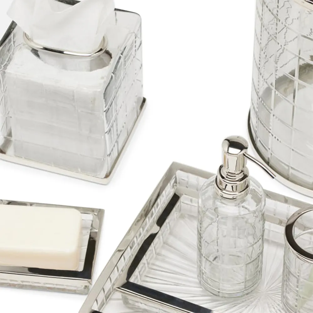 Argos Textured Glass Tissue Holder - Clear, Nickel