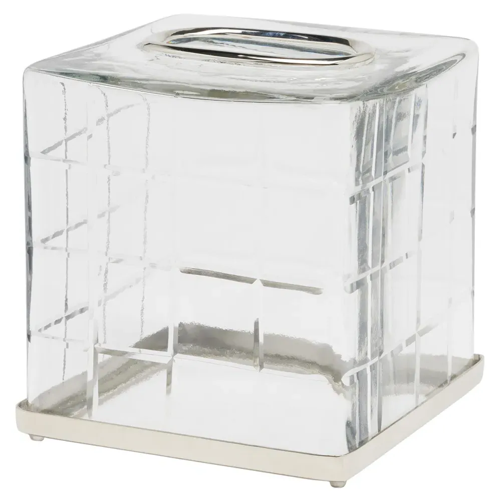 Argos Textured Glass Tissue Holder - Clear, Nickel