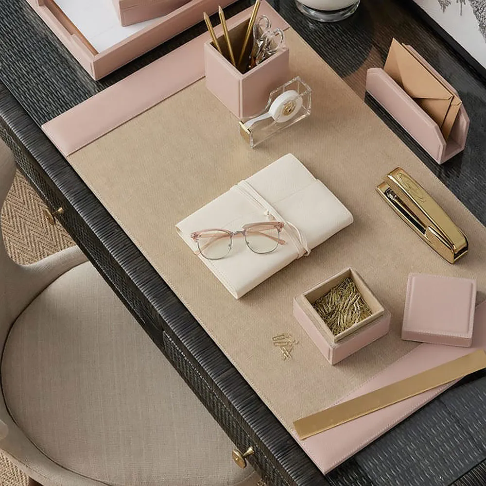 Asby Desk Blotter Mouse Pad Set - Dusty Rose, Leather