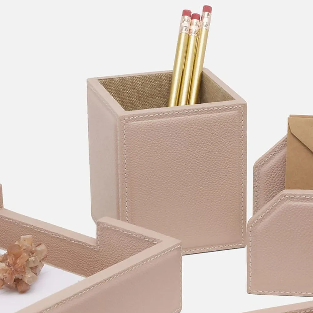 Asby Office Accessory Set of 4 - Dusty Rose, Leather