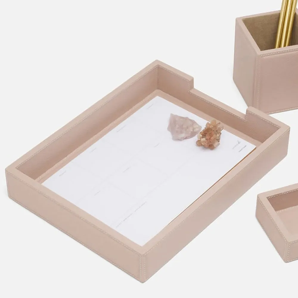 Asby Office Accessory Set of 4 - Dusty Rose, Leather