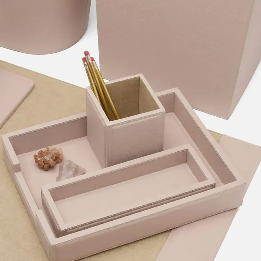 Asby Office Accessory Set of 4 - Dusty Rose, Leather