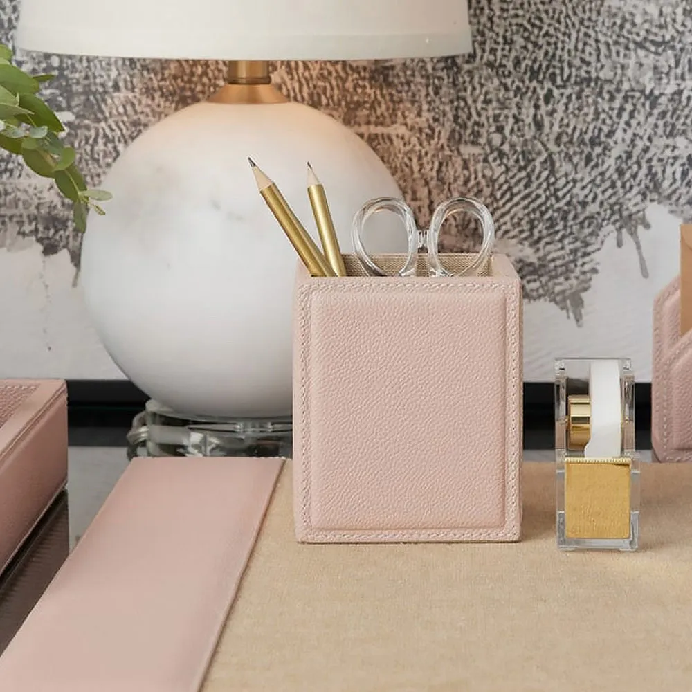 Asby Office Accessory Set of 4 - Dusty Rose, Leather