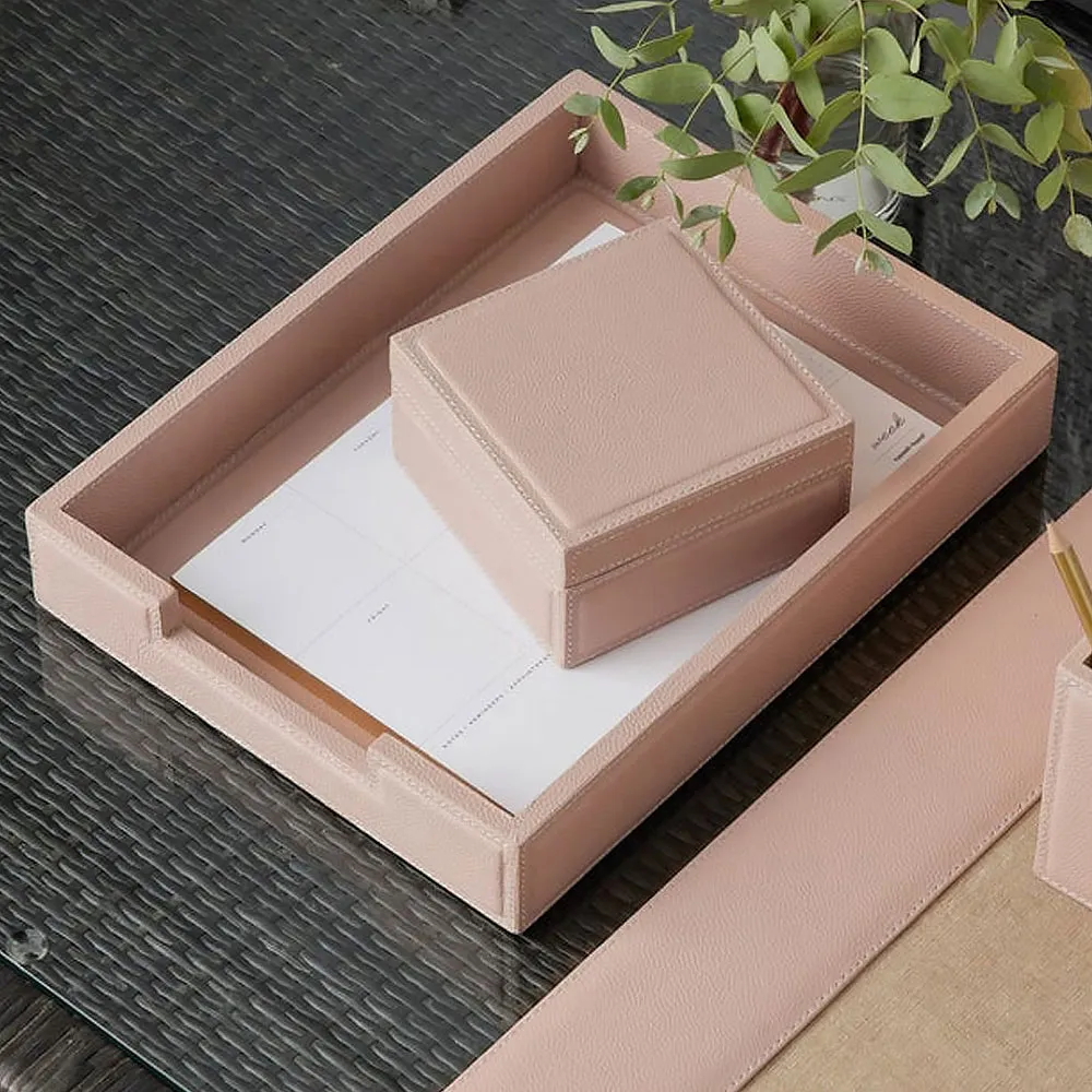 Asby Office Accessory Set of 4 - Dusty Rose, Leather