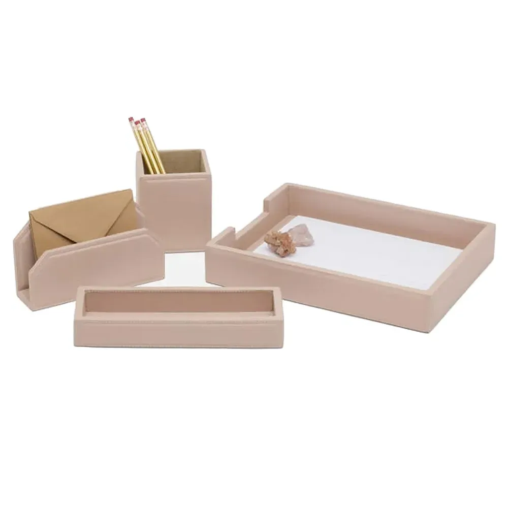 Asby Office Accessory Set of 4 - Dusty Rose, Leather