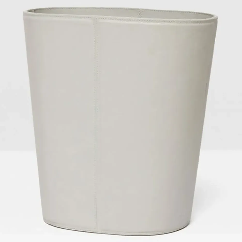 Asby Oval Waste Basket - Light Grey, Leather