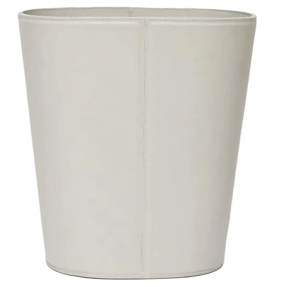 Asby Oval Waste Basket - Light Grey, Leather