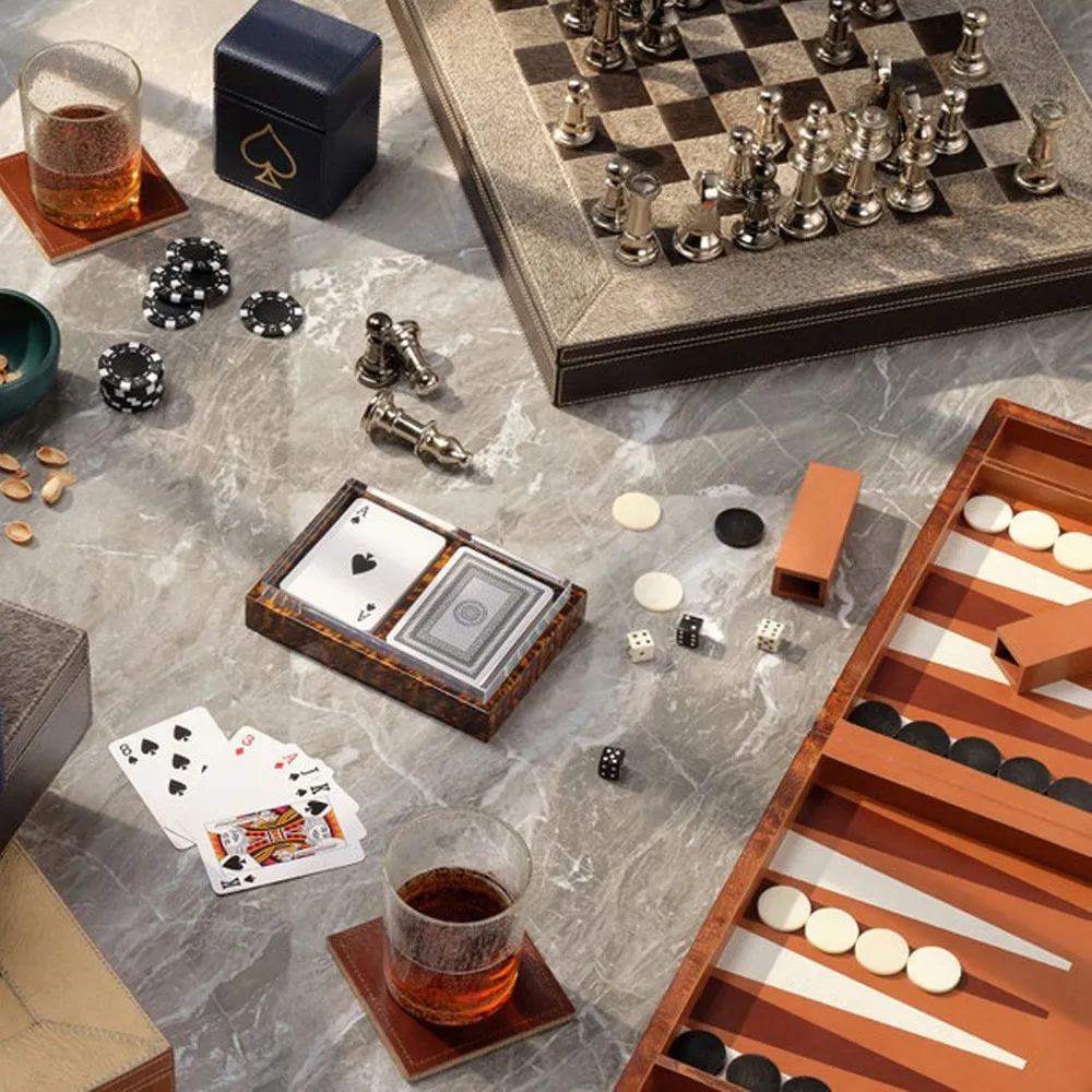 Carson Card Box - Brown, Faux Tortoise Shell