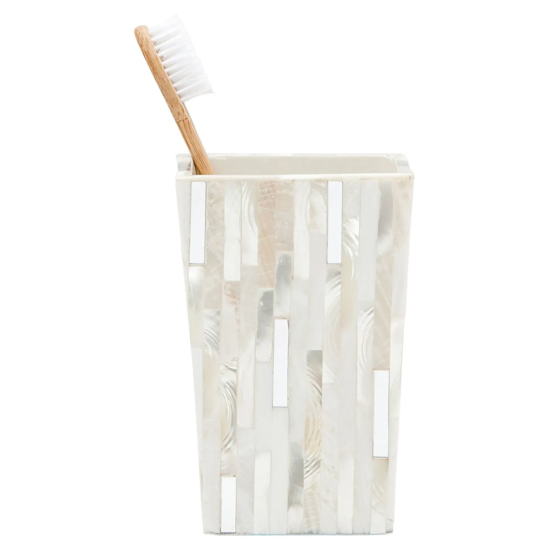 Cortona Shell Brush Holder - Silver