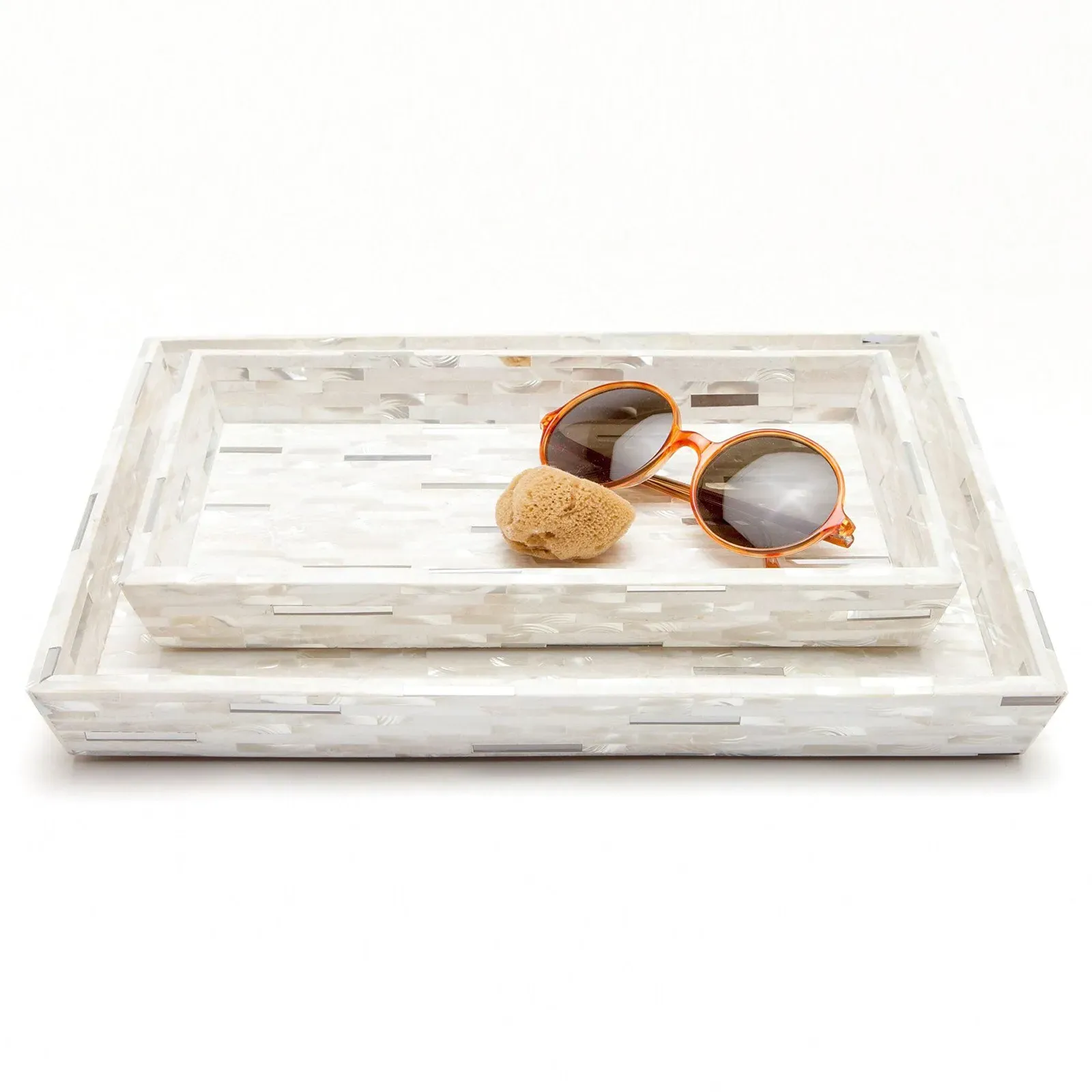 Cortona Shell Tapered Tray Set - Silver