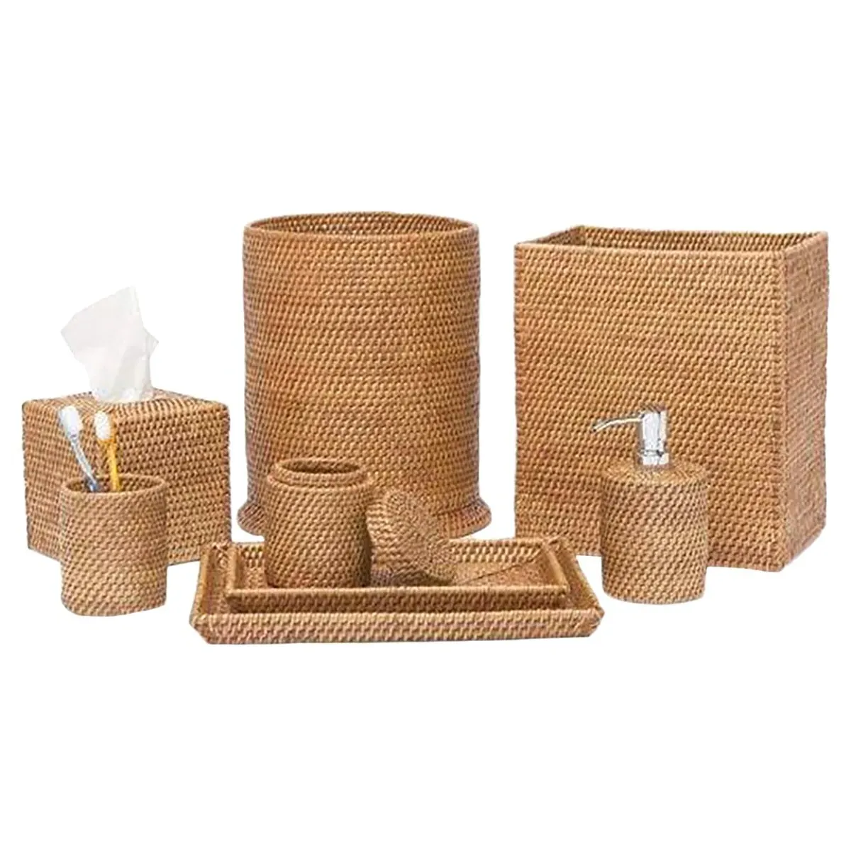 Dalton Brush Holder - Brown, Rattan