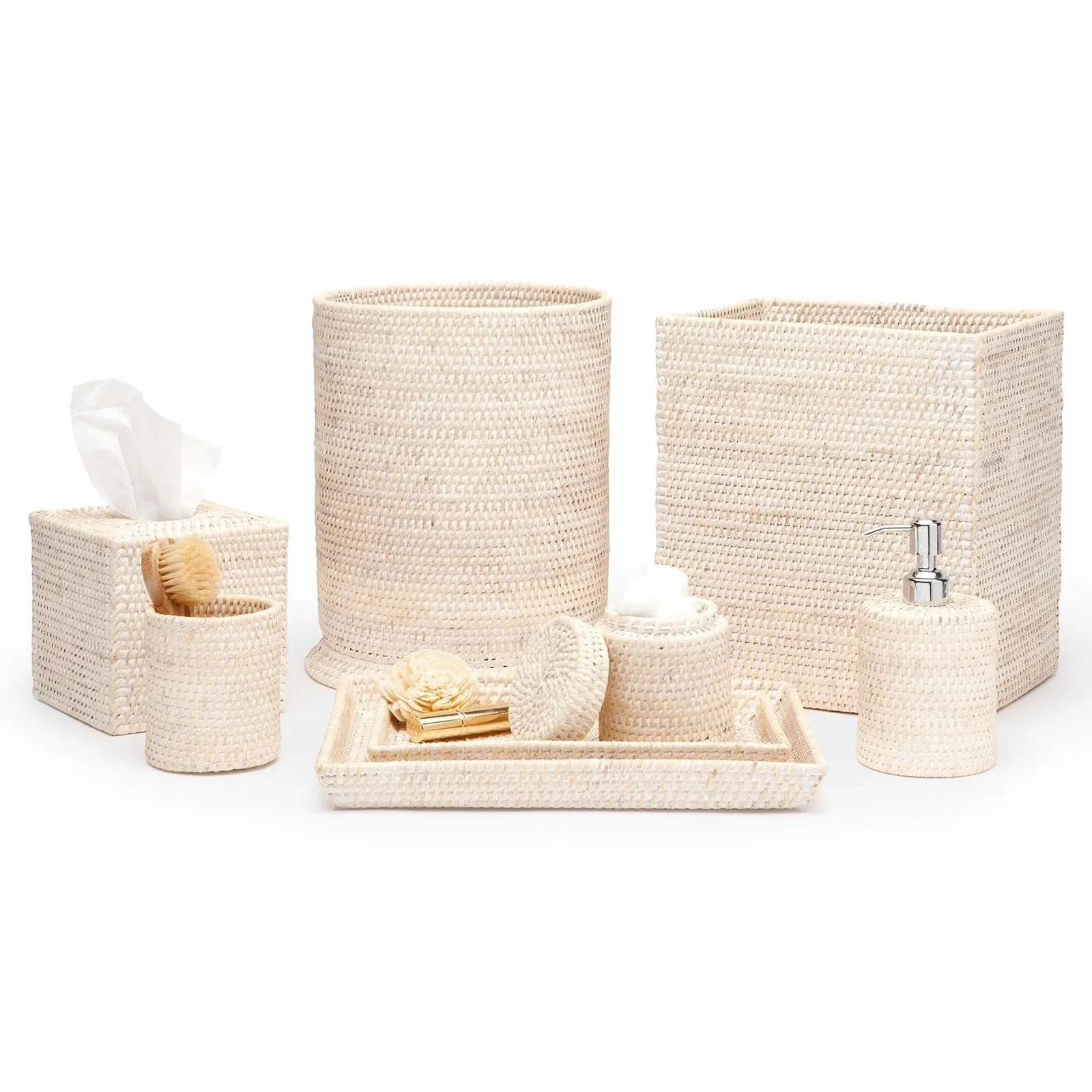 Dalton Canister - Whitewash, Rattan