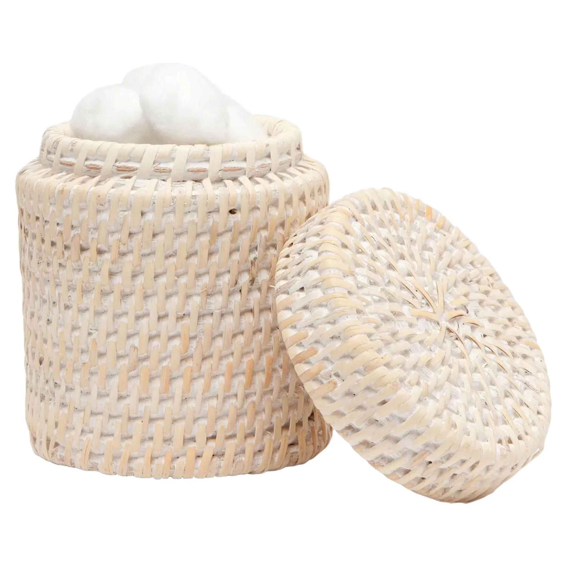 Dalton Canister - Whitewash, Rattan