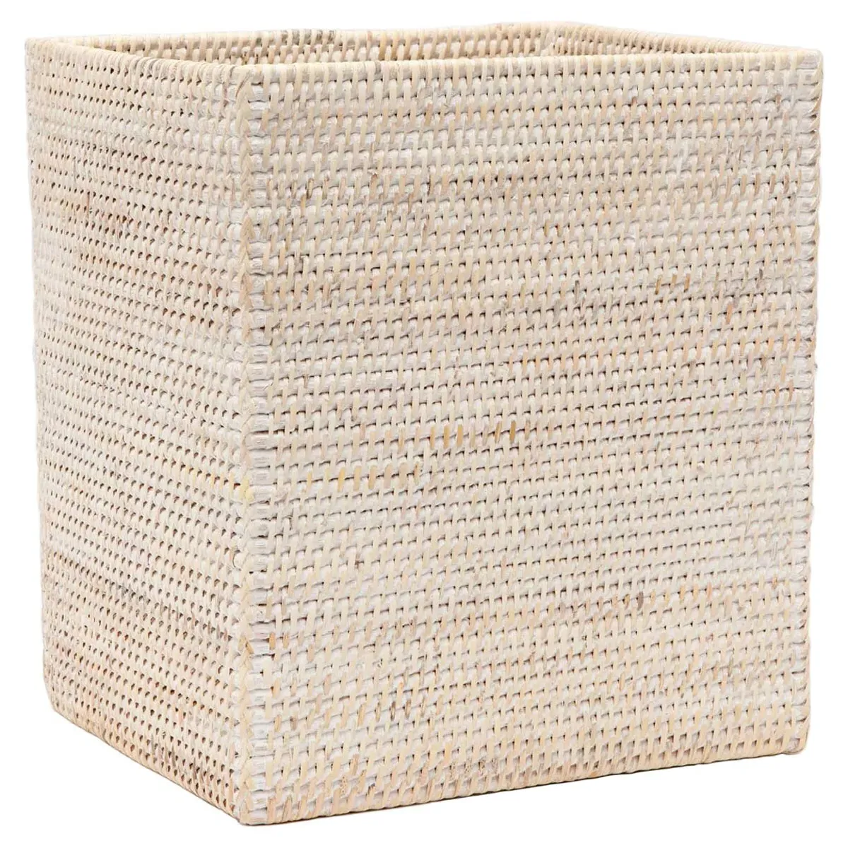 Dalton Rectangular Waste Basket - Whitewash, Rattan