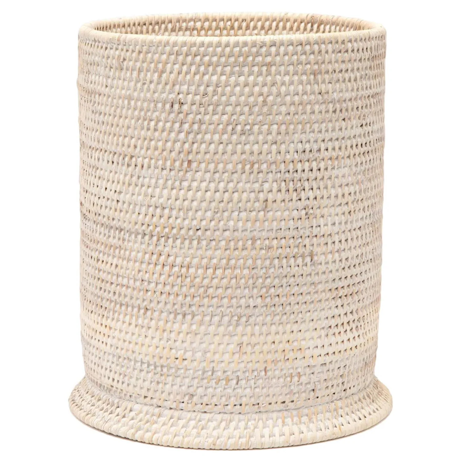 Dalton Round Waste Basket - Whitewash, Rattan