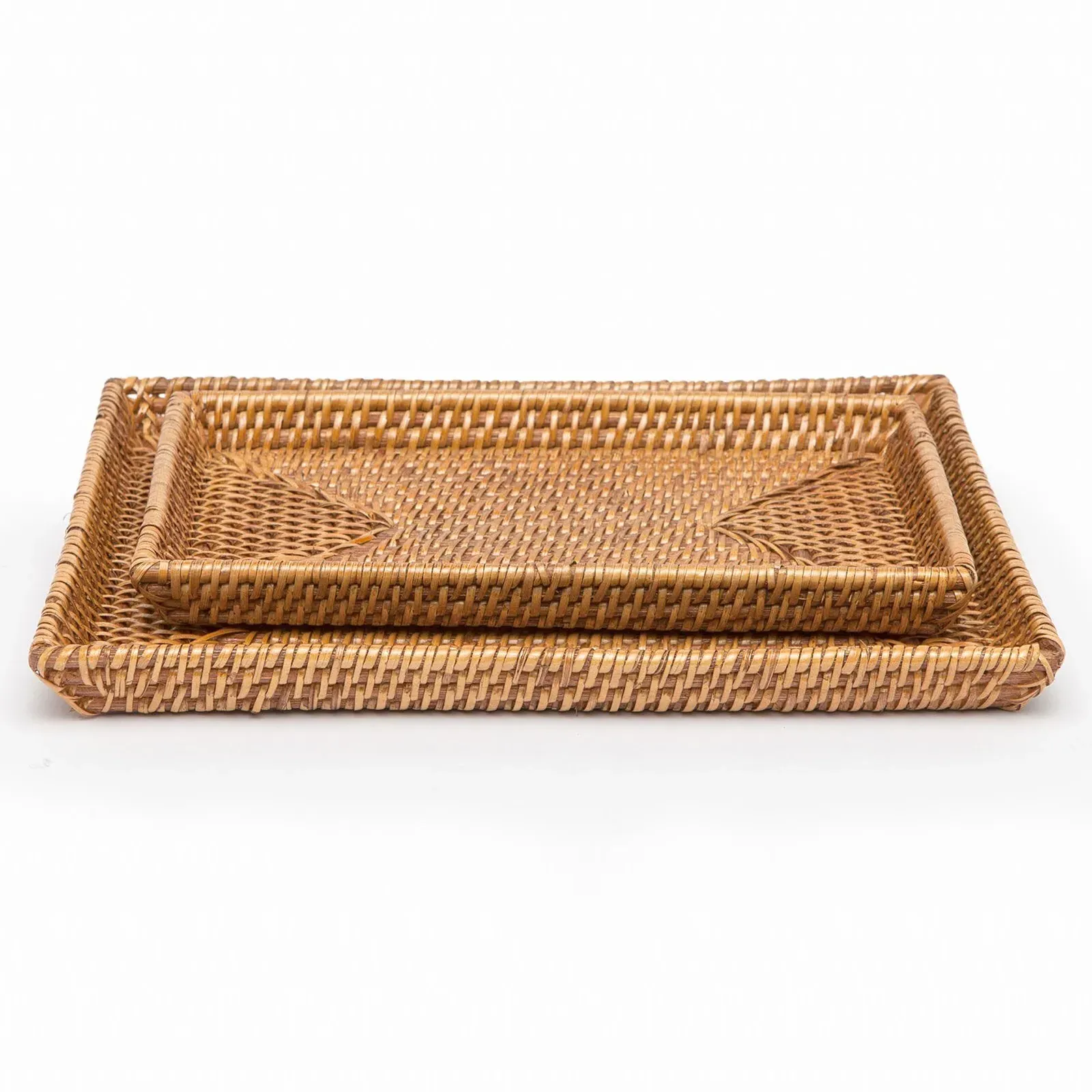 Dalton Tapered Tray Set of 2 - Brown, Rattan