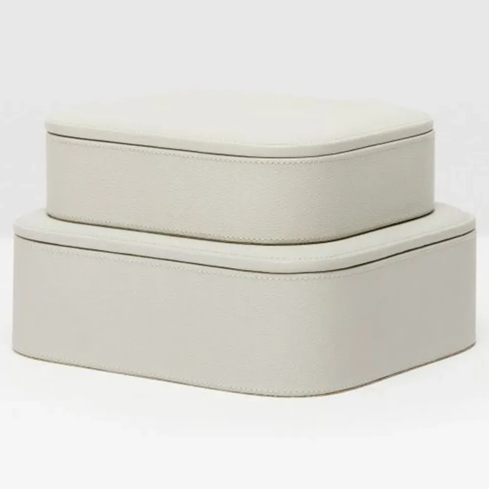 Dozza Decorative Box Set of 2 - Light Gray, Leather
