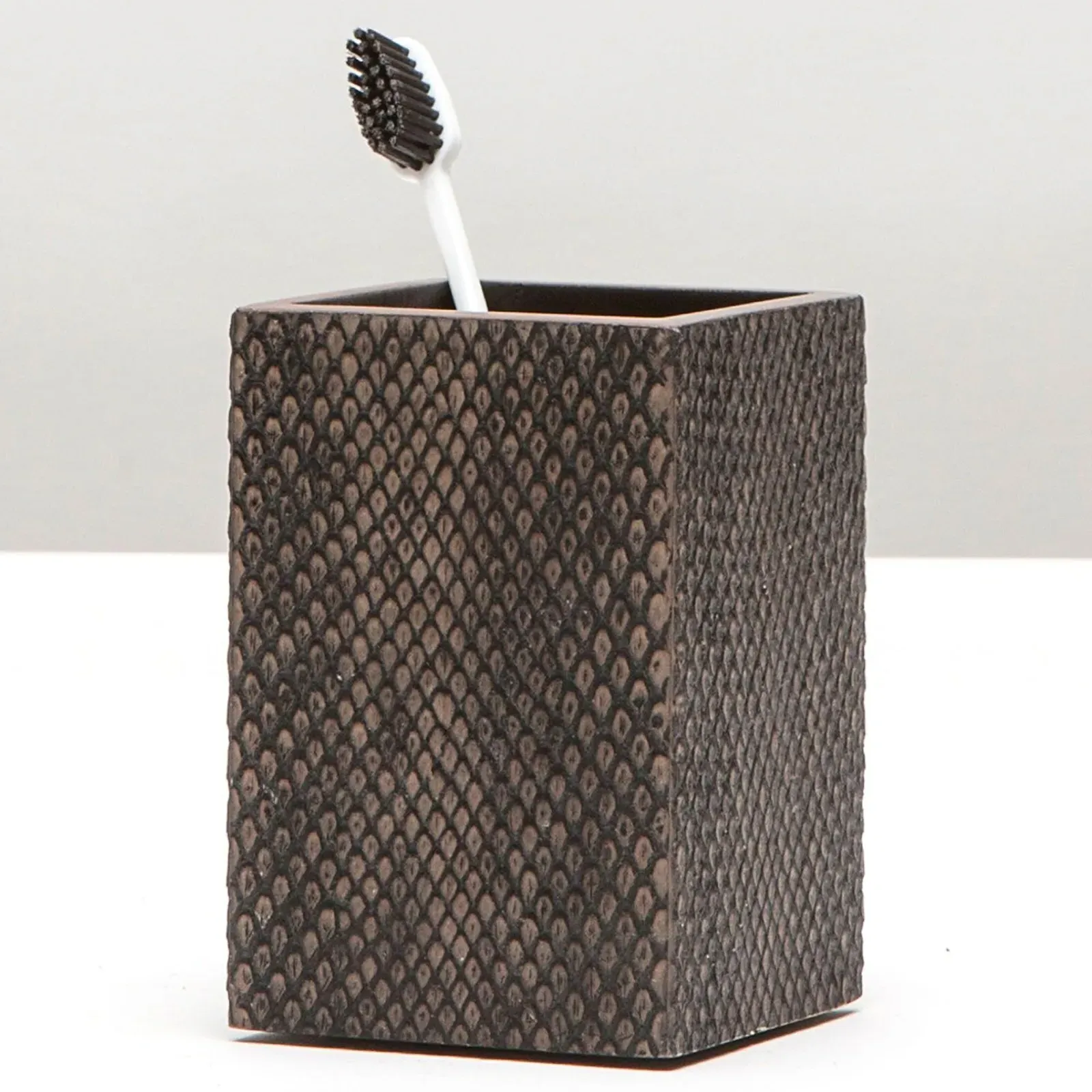 Goa Brush Holder - Dark Brown, Faux Boa