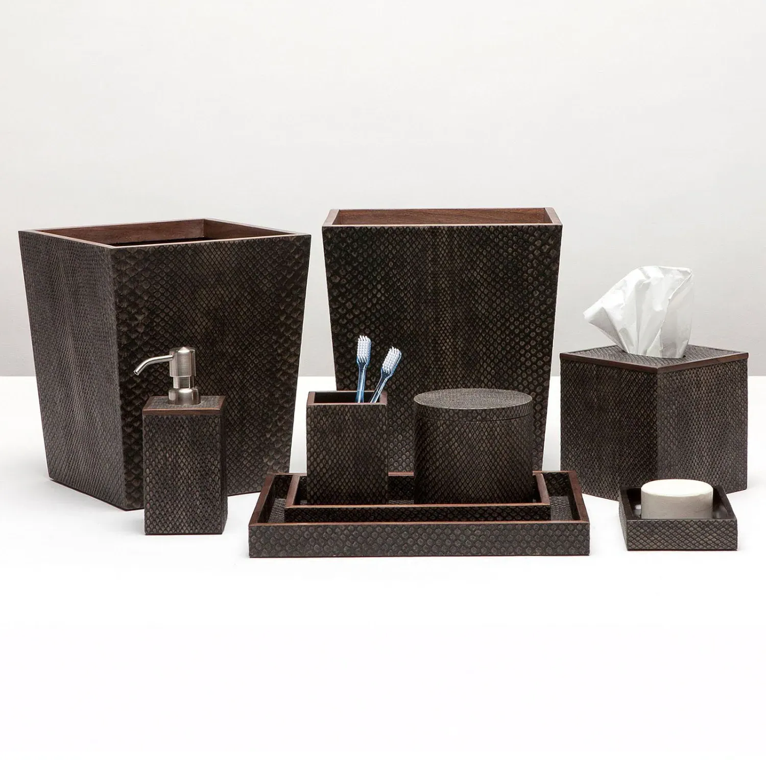 Goa Canister - Dark Brown, Faux Boa