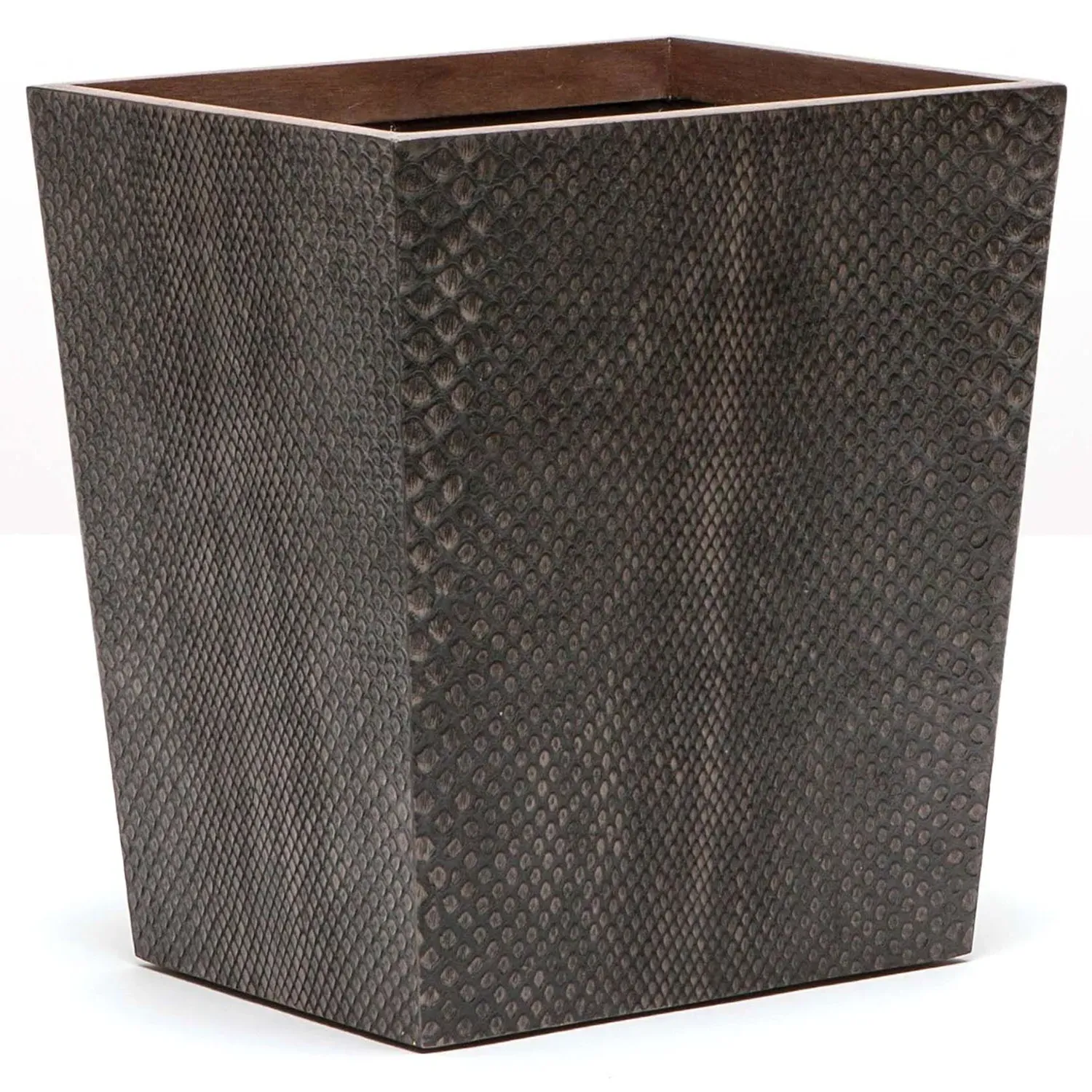 Goa Large Waste Basket - Dark Brown, Faux Boa