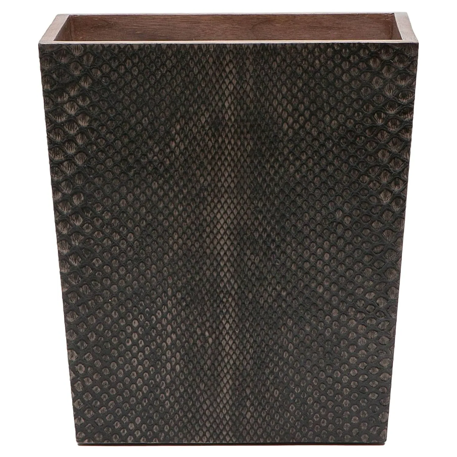 Goa Large Waste Basket - Dark Brown, Faux Boa