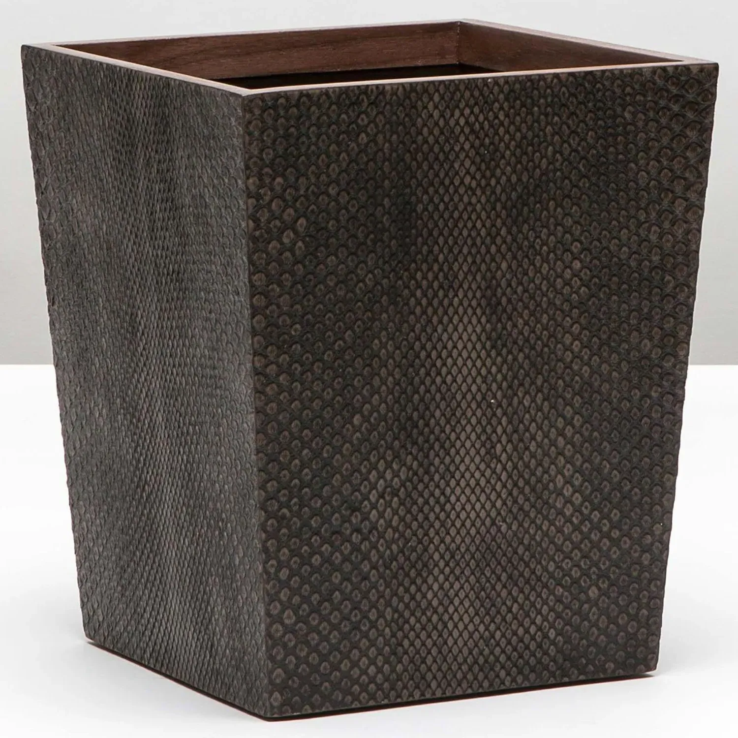 Goa Small Waste Basket - Dark Brown, Faux Boa