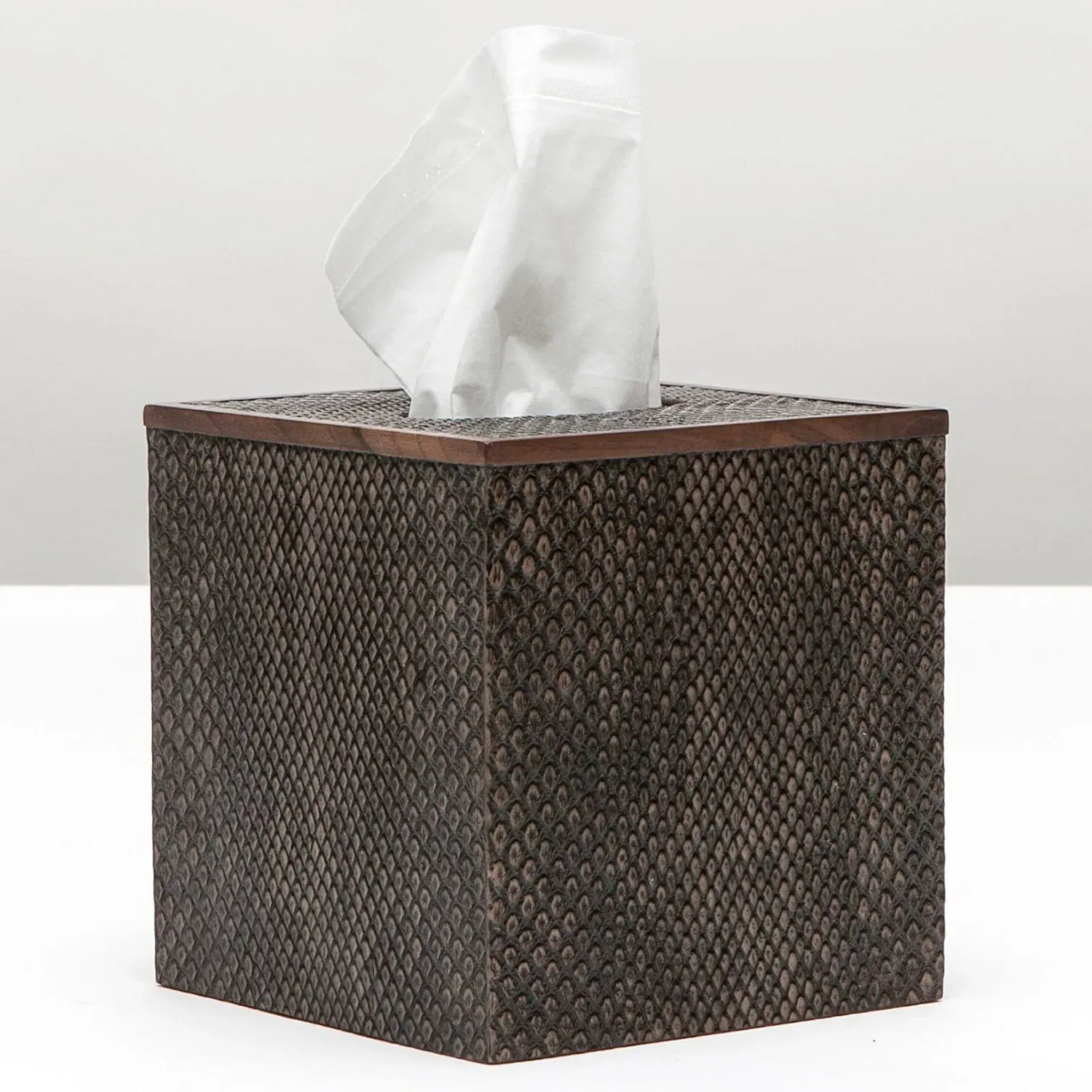 Goa Tissue Box - Dark Brown, Faux Boa