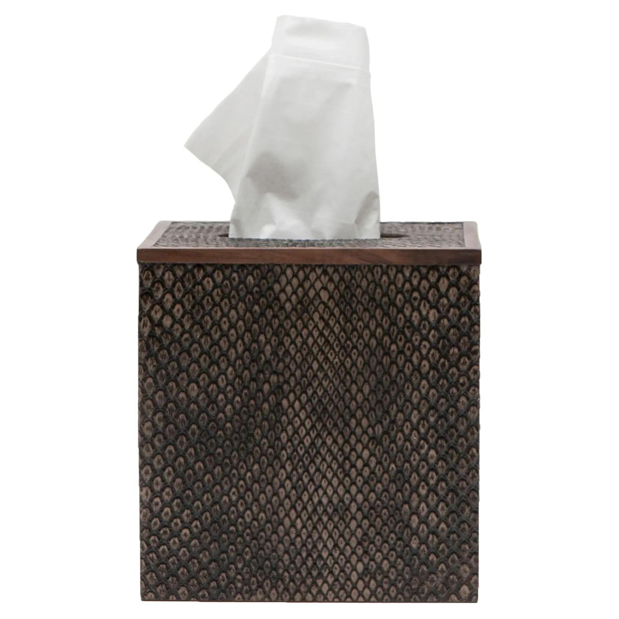 Goa Tissue Box - Dark Brown, Faux Boa