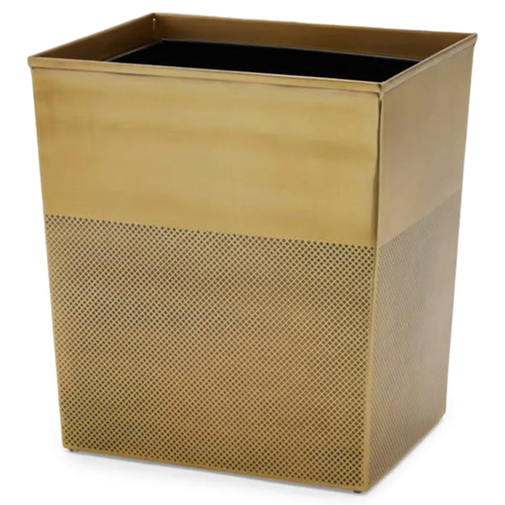 Hagen Rectangular Waste Basket - Antique Brass, Stainless Steel