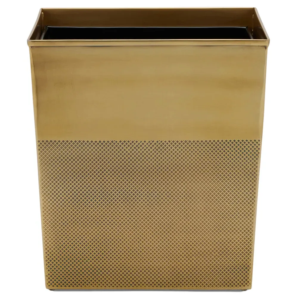 Hagen Rectangular Waste Basket - Antique Brass, Stainless Steel