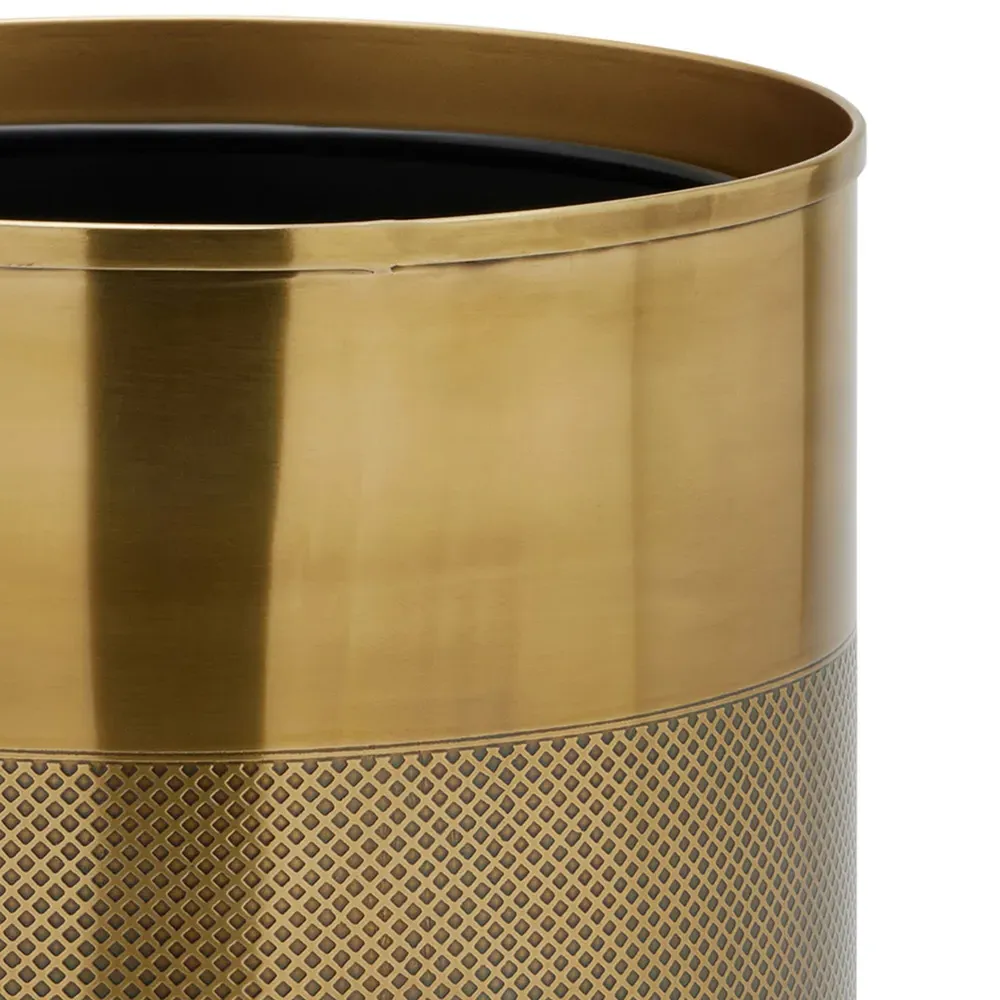 Hagen Round Waste Basket - Antique Brass, Stainless Steel