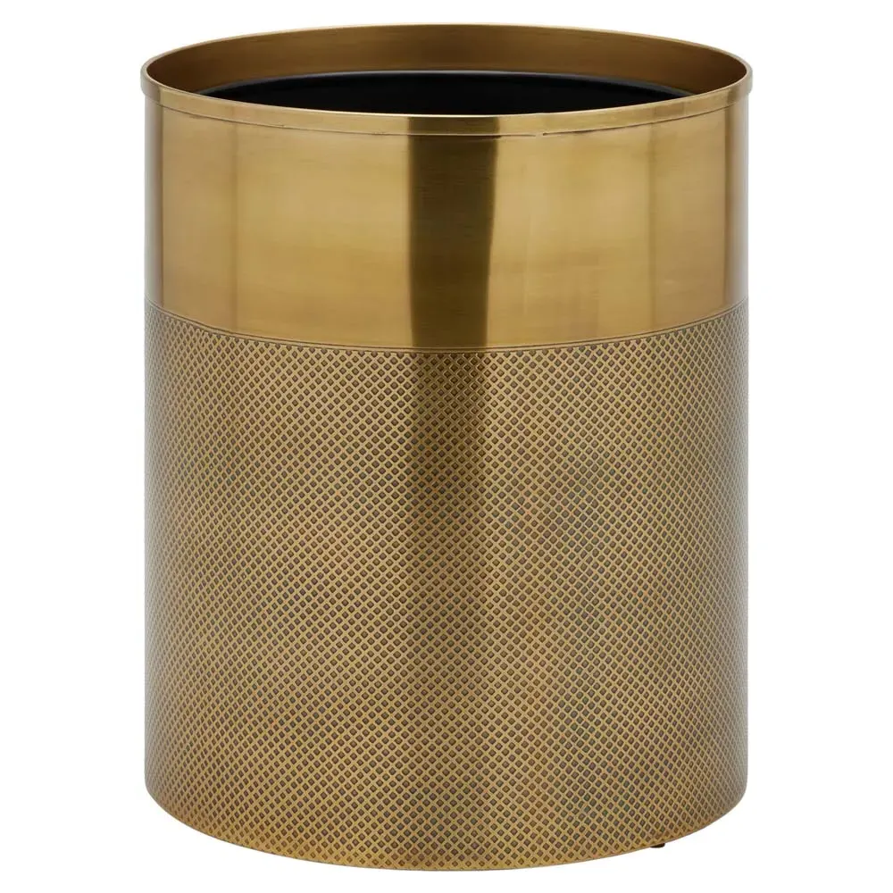 Hagen Round Waste Basket - Antique Brass, Stainless Steel